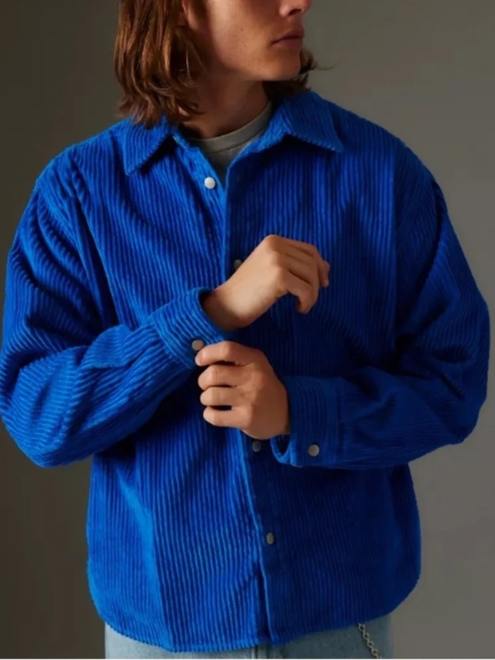 Urban Outfitters Electric Blue Kenny Cord Shirt Jacket Mens Size Medium NWT